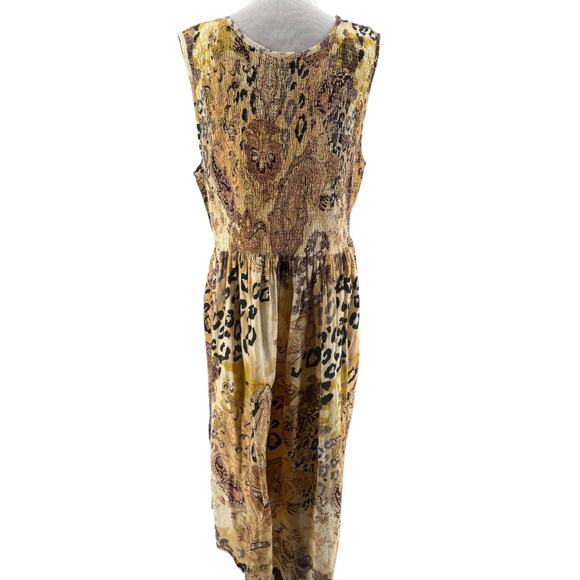 Jane Ashley Women's Plus100% Cotton Sleeveless Smocked Midi Length Dress Size 2X - Picture 3 of 4